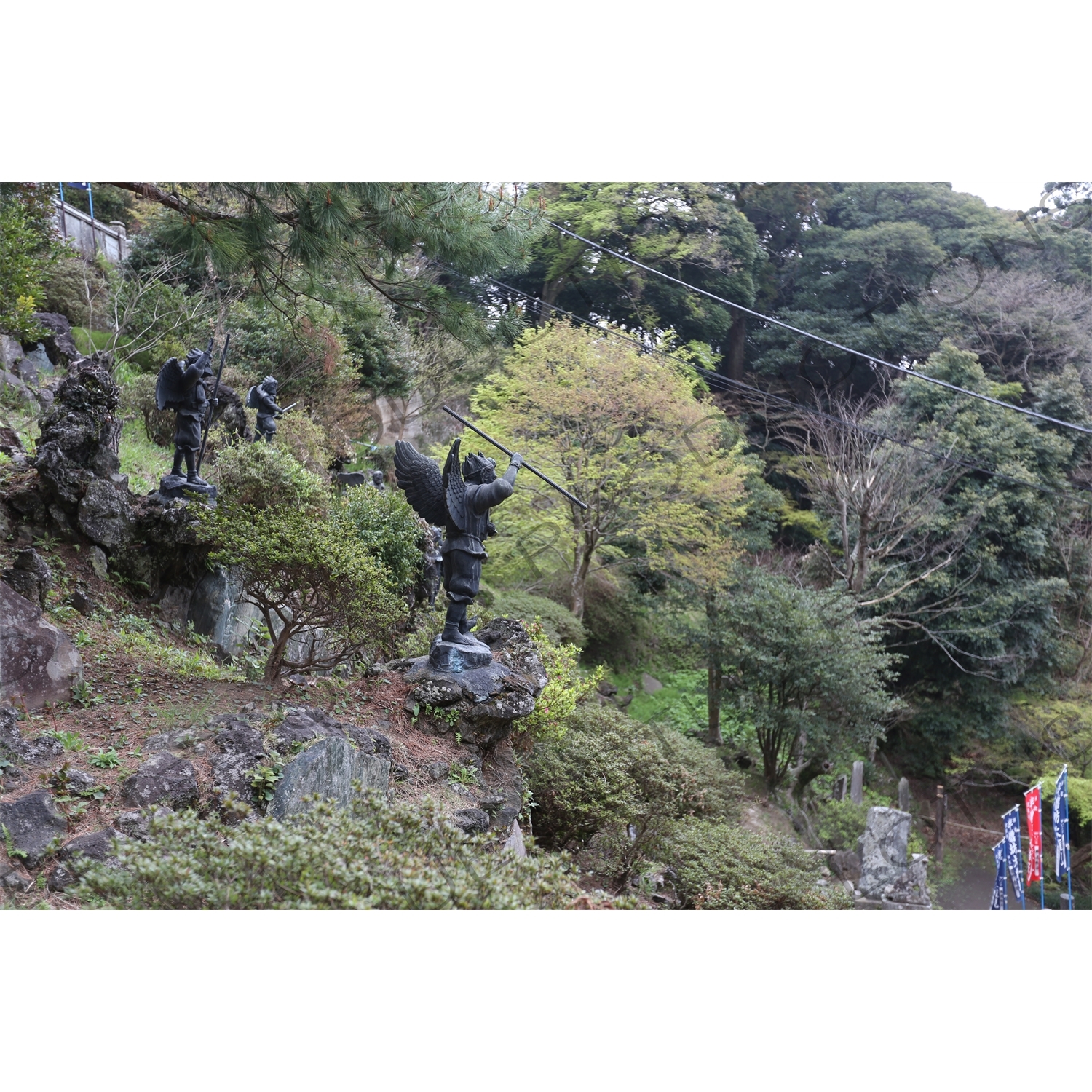 Tengu and Karasu-tengu Statues near Kencho-ji in Kamakura