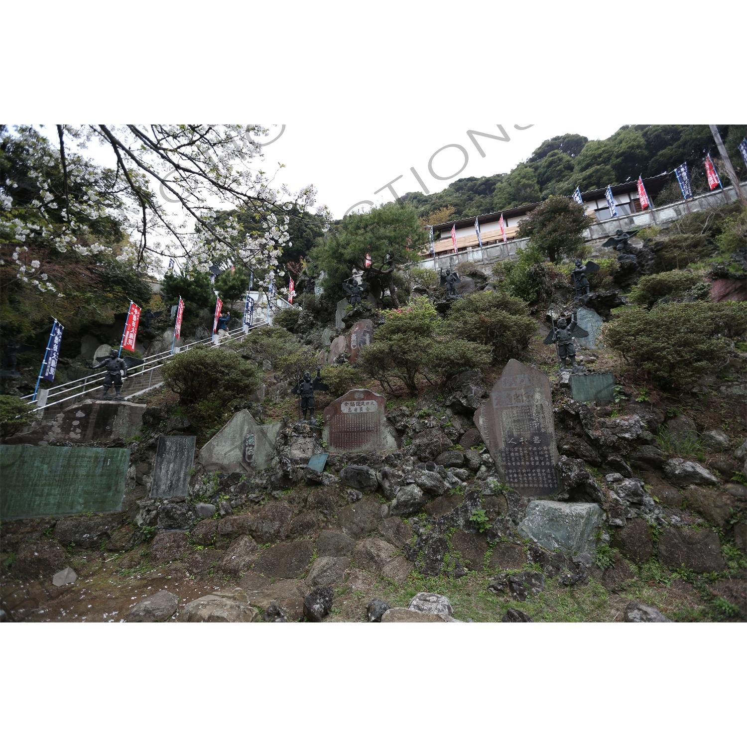 Tengu and Karasu-tengu Statues and the Stairway leading to Hansobo from Kencho-ji in Kamakura