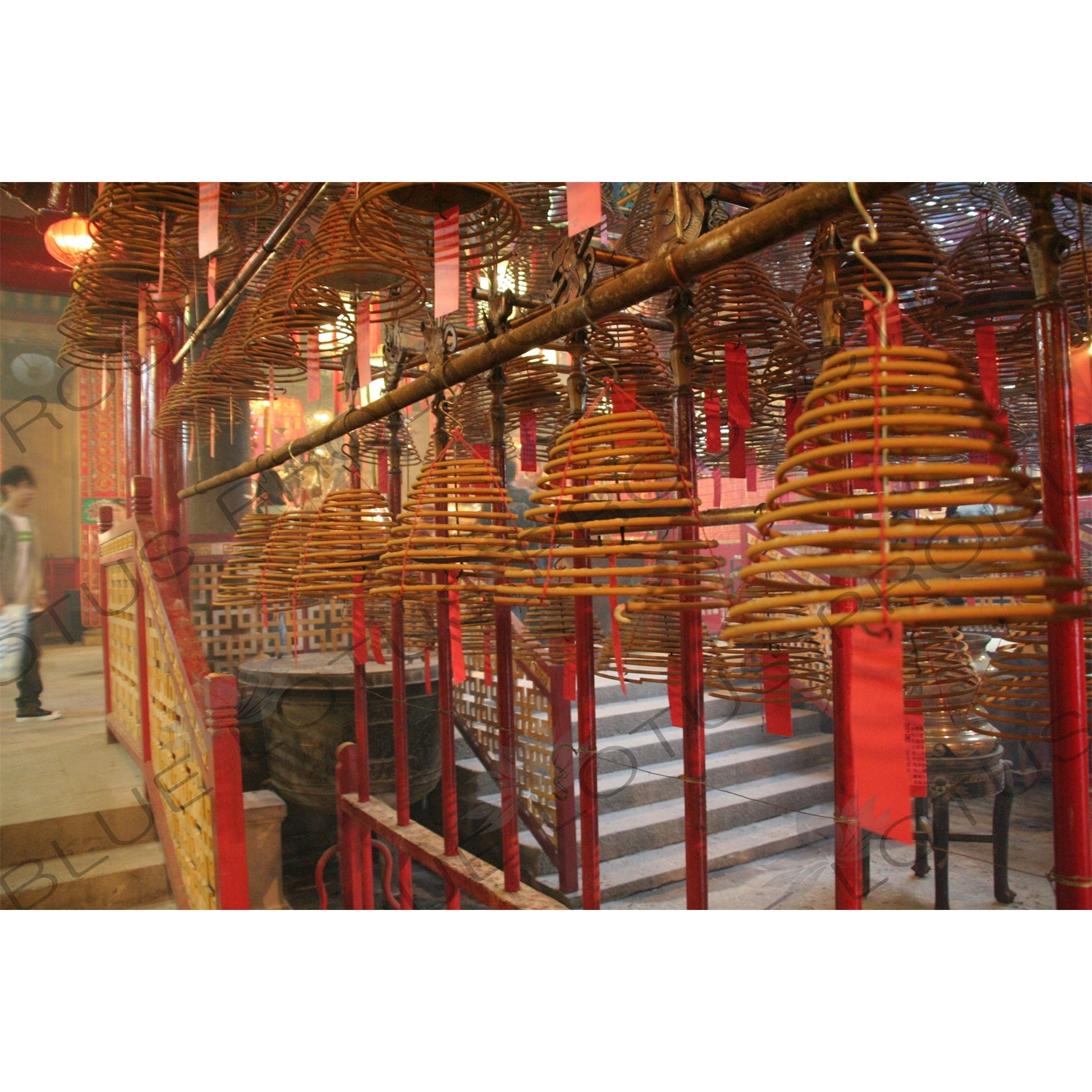 Burning Incense Cones inside Man Mo Temple in Hong Kong