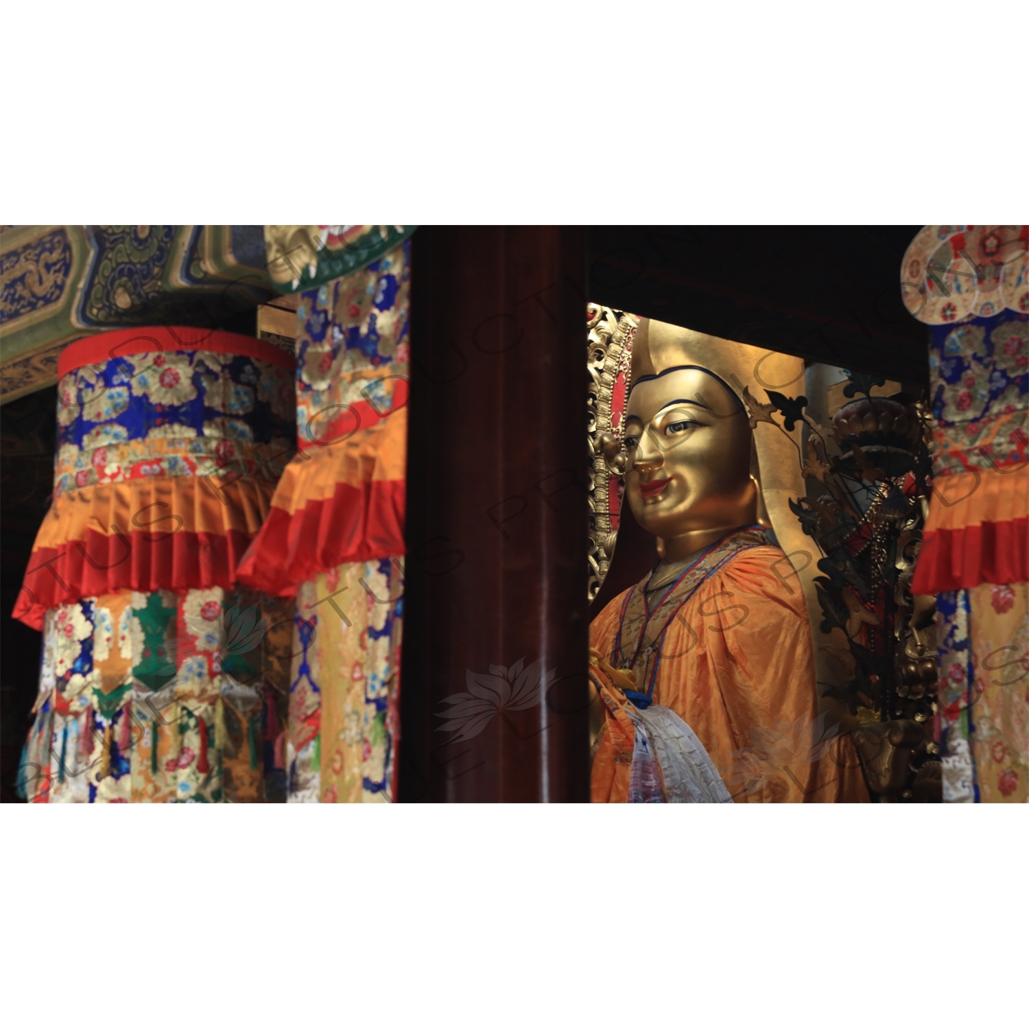 Tsongkhapa (Zongge Shanhuicheng) Statue in the Hall of the Wheel of the Law (Falun Dian) in the Lama Temple in Beijing