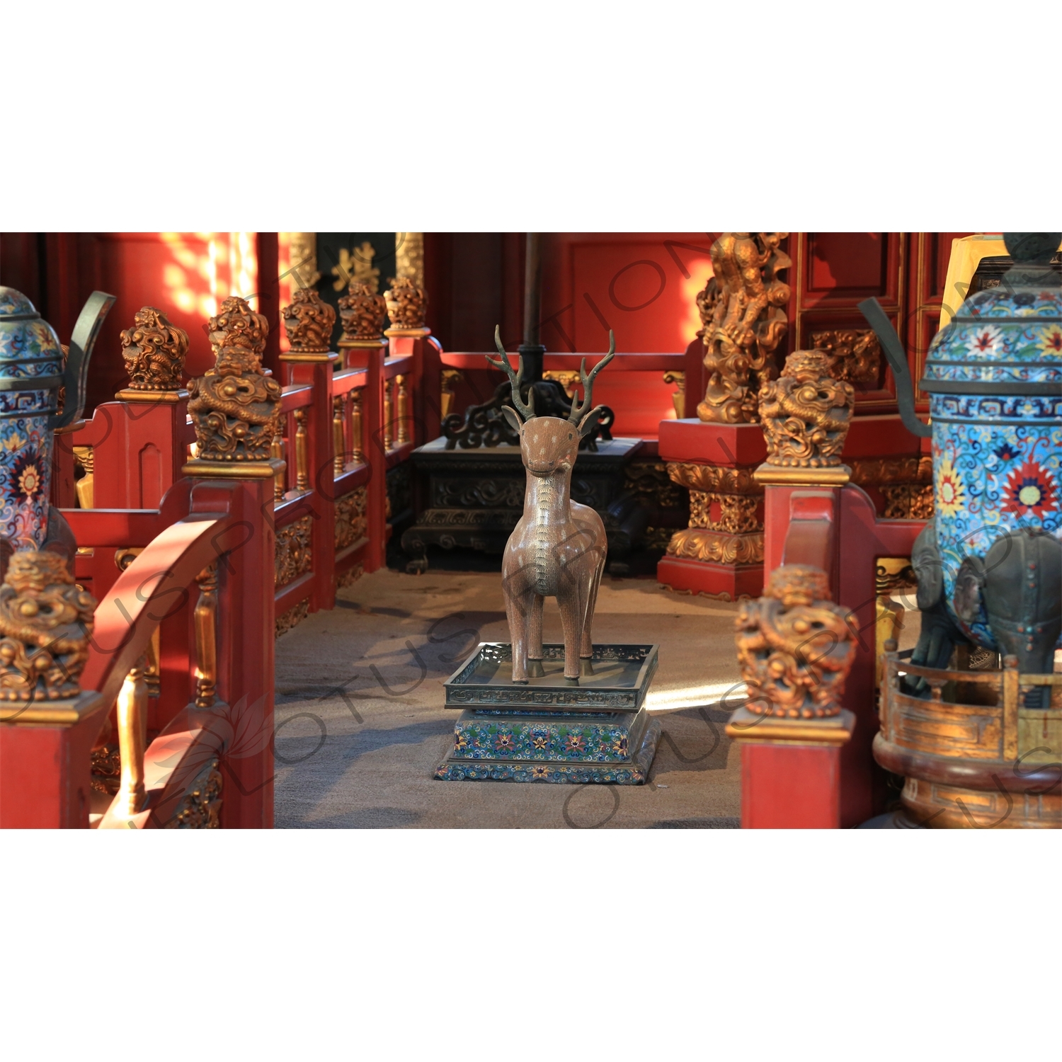 Deer Statue next to the Throne in the Imperial Lecture Palace/Hall (Biyong) in the Imperial College (Guozijian) in Beijing