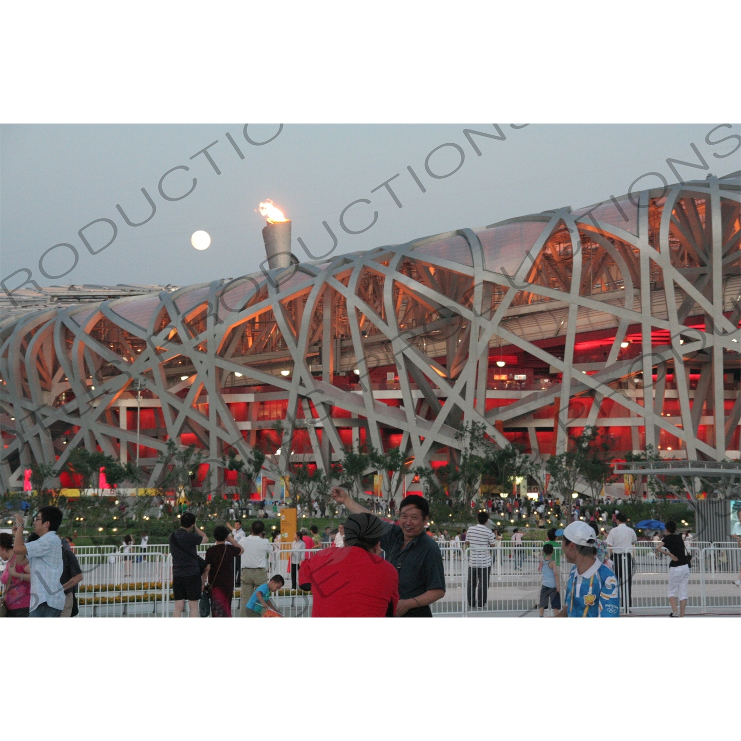 Olympic Flame in the Bird's Nest/National Stadium (Niaochao/Guojia Tiyuchang) in the Olympic Park in Beijing