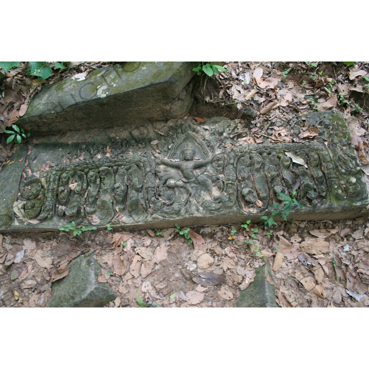 Sculptural Relief from Ruined Door Frame at Beng Melea in Angkor