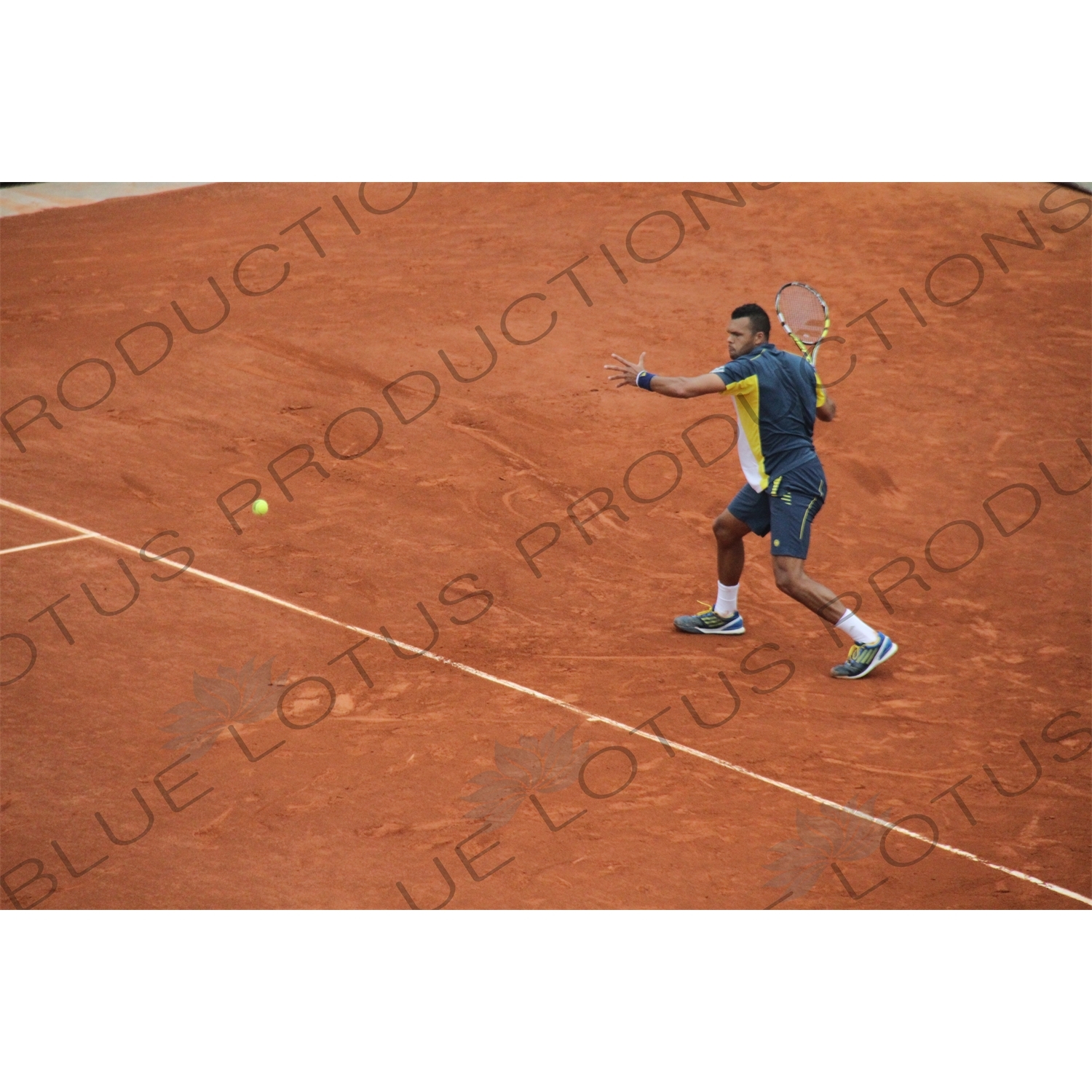 Jo-Wilfried Tsonga on Philippe Chatrier Court at the French Open/Roland Garros in Paris