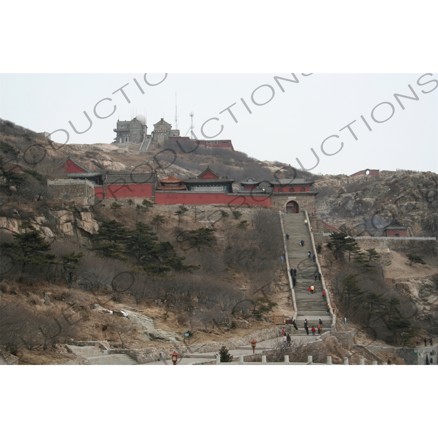 Buildings at the top of Mount Tai (Tai Shan) in Shandong Province