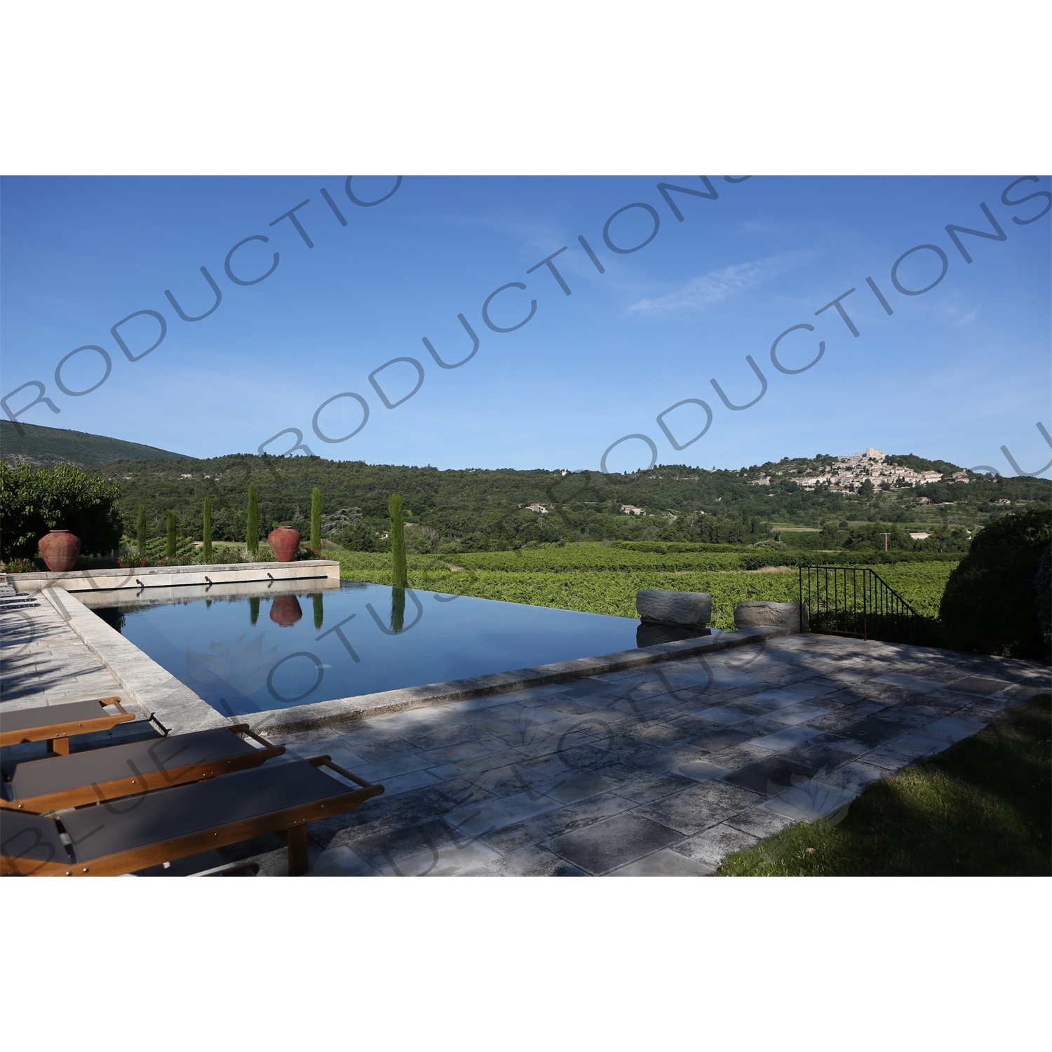 Swimming Pool with Château de Lacoste in the Background in Lacoste