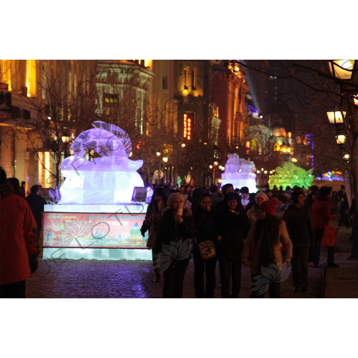 Ice Sculptures on a Street in Harbin