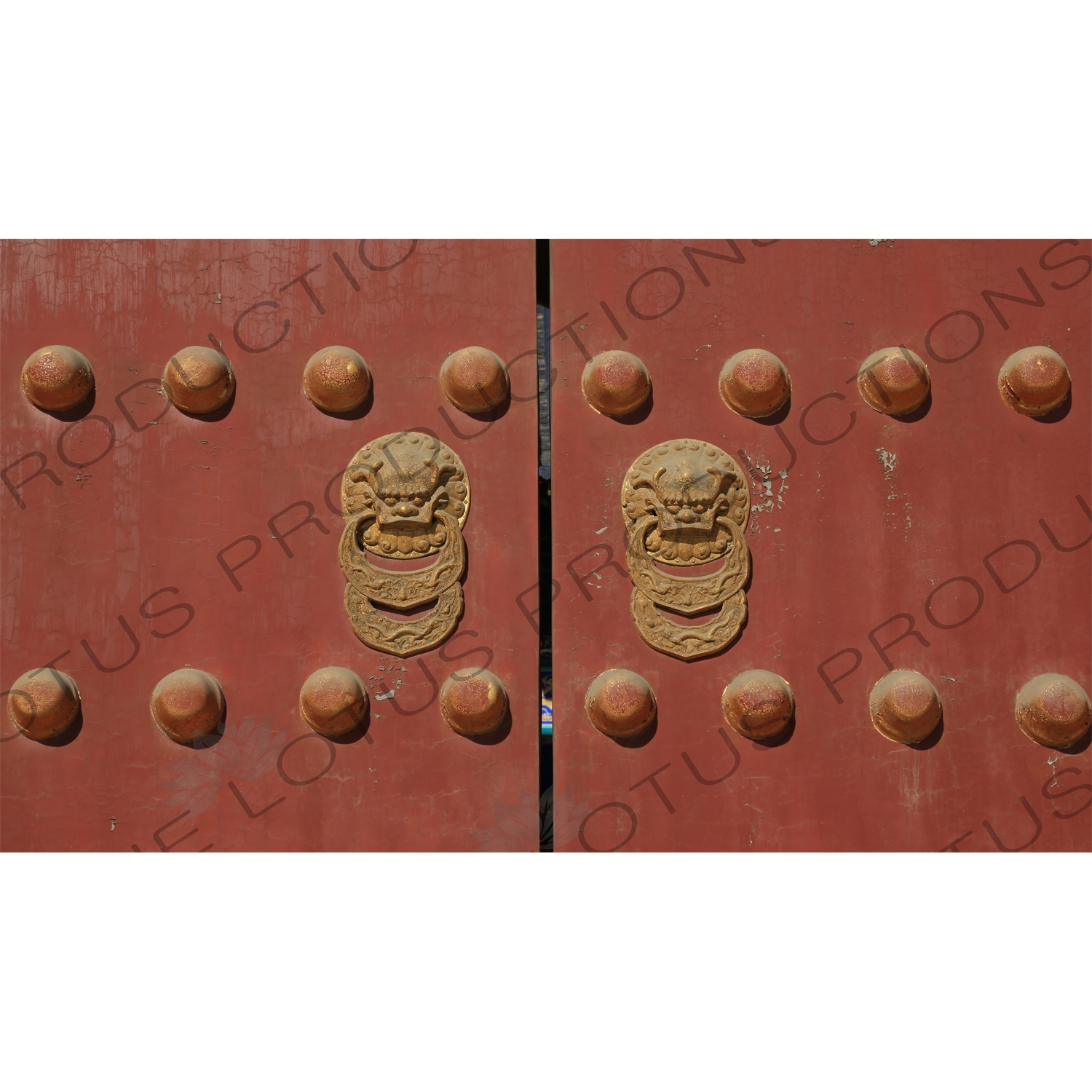 Red Door with Lion Door Knockers in the Temple of Heaven (Tiantan) in Beijing