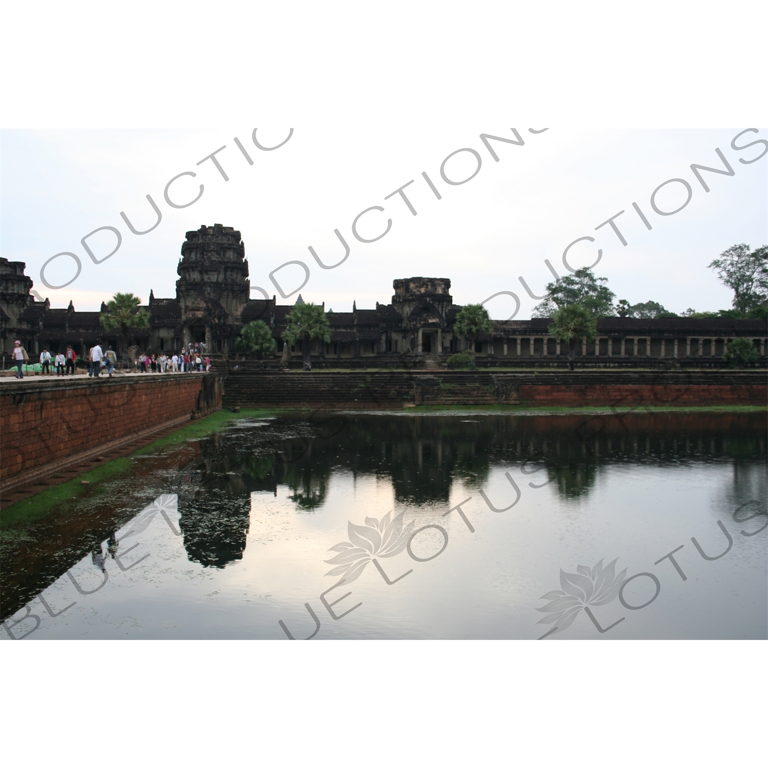 Exterior Wall of Angkor Wat Reflecting in Lake