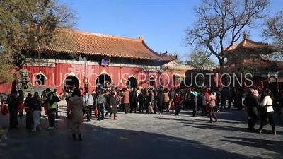 Incense Burning in front of the Gate of Peace and Harmony (Yonghe Men) in the Lama Temple in Beijing