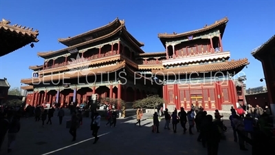 Pavilion of Ten Thousand Joys (Wanfu Ge) and Pavilion of Everlasting Health (Yongkang Ge) in the Lama Temple in Beijing