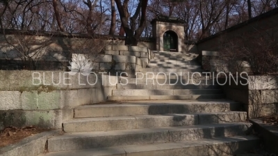 Stairway and Gate at back of Daejo Hall (Daejojeon) at Changdeok Palace (Changdeokgung) in Seoul