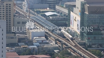 BTS Train Arriving at Siam Station in Bangkok