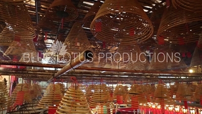 Incense Burning in Man Mo Temple on Hong Kong Island