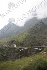 Bridge near the Jinsha River in the Tiger Leaping Gorge (Hu Tiao Xia) Scenic Area