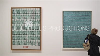 'Green Coca-Cola Bottles' and 'S&H Green Stamps' on Display in the 'Andy Warhol - From A to B and Back Again' Exhibition at the Whitney in New York City