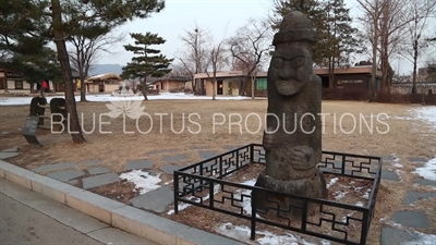 Dol Hareubang Statue near the Korean National Folk Museum at Gyeongbok Palace (Gyeongbokgung) in Seoul