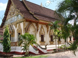 Hall in a Temple near the Mekong River