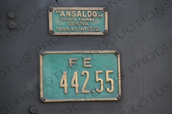 ID Plate on the side of a Vintage Steam Engine going from Asmara to Massawa