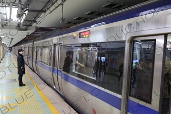 Line 2 Train Leaving Chongwenmen Station in Beijing