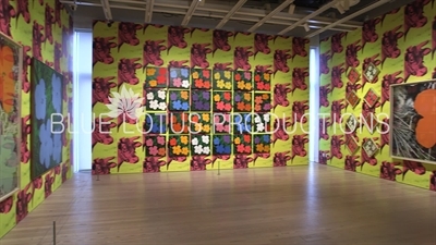 'Cow Wallpaper' and various 'Flowers' on Display in the 'Andy Warhol - From A to B and Back Again' Exhibition at the Whitney in New York City