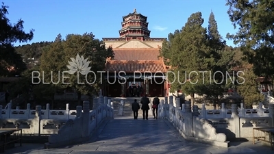 Second Palace Gate (Er Gong Men) and Tower of Buddhist Incense (Fo Xiang Ge) in the Summer Palace in Beijing