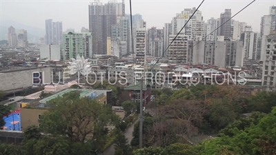 Macau Cityscape from inside the Guia Cable Car