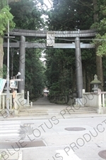 Torii in front of Fujiyoshida Sengen Shrine in Fujiyoshida