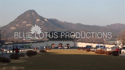 Gwanghwa Gate (Gwanghwamun) and Bugak Mountain (Bugaksan) in Seoul