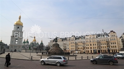 St. Sophia Cathedral and Statue of Bohdan Khmelnytsky in Kiev