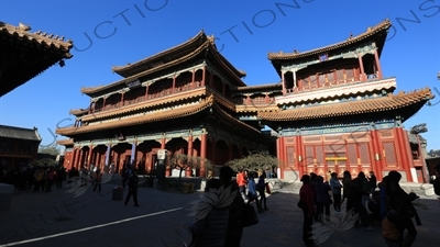 Pavilion of Ten Thousand Joys (Wanfu Ge) and Pavilion of Everlasting Health (Yongkang Ge) in the Lama Temple in Beijing