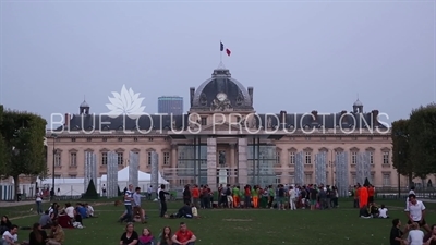 Military Academy (Ecole Militaire) and Wall of Peace (Mur pour la Paix) in Paris