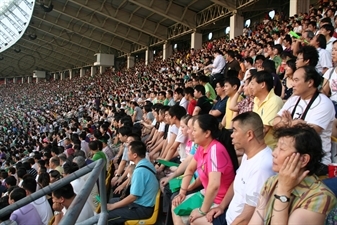 Crowd During a Chinese Super League Match between Beijing Guoan and Dalian Shide at the Workers' Stadium (Gongren Tiyuchang) in Beijing