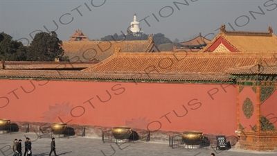 Square of Heavenly Purity (Qianqing Guangchang) and Beihai Park Stupa in the Forbidden City in Beijing