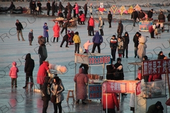 People on the Songhua River in Harbin