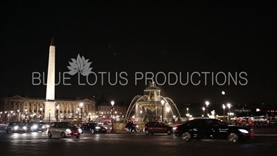 Fountain of the Seas (Fontaine des Mers) and the Luxor Obelisk (Obélisque de Louxor) in Place de la Concorde in Paris