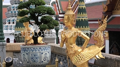 Gold Kinnara Statues at the Emerald Temple/Chapel (Wat Phra Kaew) at the Grand Palace (Phra Borom Maha Ratcha Wang) in Bangkok