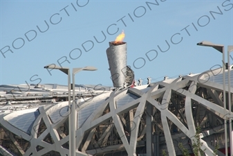 Olympic Flame in the Bird's Nest/National Stadium (Niaochao/Guojia Tiyuchang) in the Olympic Park in Beijing