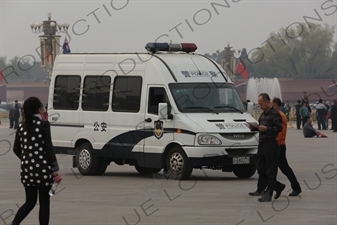 Police Van in Tiananmen Square in Beijing