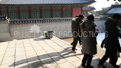 Tour Group Leaving Seonjeong Hall (Seonjeongjeon) at Changdeok Palace (Changdeokgung) in Seoul