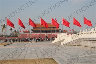 Red Flags on Tiananmen Square in Beijing