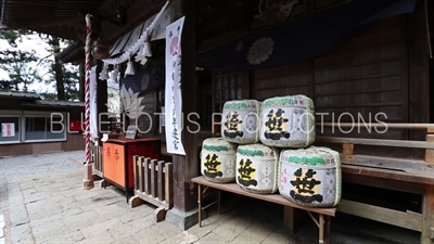 Arakura Sengen Shrine Sake Barrels in Fujiyoshida