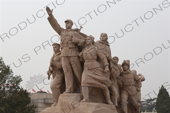 'Heroes of the Revolution' Sculpture outside the Chairman Mao Memorial Hall/Mao's Mausoleum (Mao Zhuxi Jinnian Tang) in Tiananmen Square in Beijing