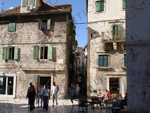 People Walking along a Street in Split