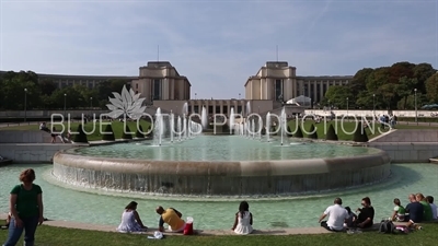 Fountain of Warsaw (Fontaine de Varsovie) in the Gardens of the Trocadero (Jardins du Trocadero) in Paris