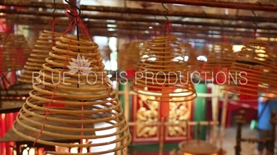 Incense Burning in Man Mo Temple on Hong Kong Island