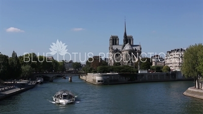 Notre-Dame and the Archbishop's Bridge (Pont de l'Archevêché) in Paris