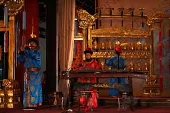 Performers Playing Classical Chinese Instruments in the Divine Music Administration (Shenyue Shu) in the Temple of Heaven (Tiantan) in Beijing