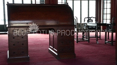 Chairs, Writing Bureau and Table in Huijeong Hall (Huijeongdang) at Changdeok Palace (Changdeokgung) in Seoul