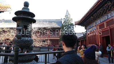 Incense Burner in front of the Hall of Heavenly Kings (Tian Wang Dian or Devaraja Hall) in the Lama Temple in Beijing